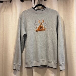 Vintage Gray Deer Embroidered Men's Sweatshirt